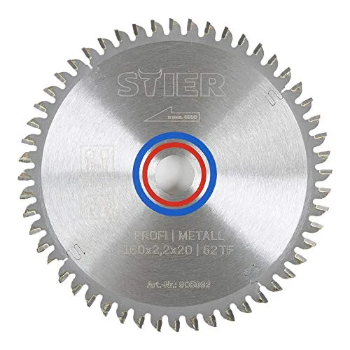 STIER Profi Kreissägeblatt Metall 160x2,2x20 52TF -5° von STIER