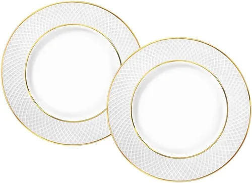 Wilmax Flacher Brotteller mit Goldlinien, 15 cm, 2er Set, WL-880102100/A2