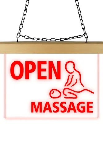 LED Leuchtschild Open Massage graviert - 26x20 cm beleuchtet Büro & Laden Praxis
