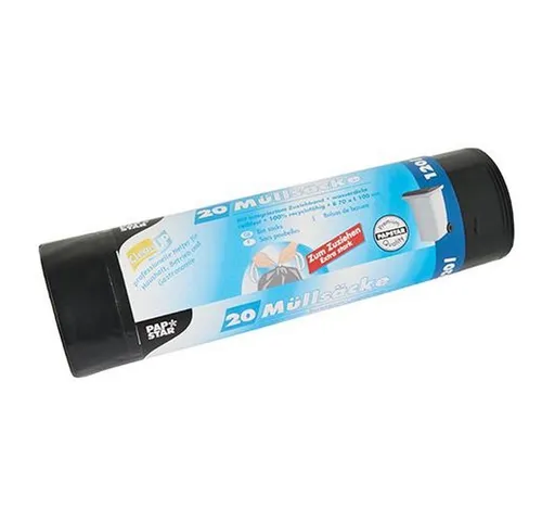 Starpak Müllbeutel 20 Müllsäcke mit Zugband, LDPE 120 l 100 cm x 70 cm schwarz