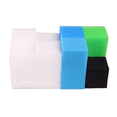INGVIEE Kompatibel Aquarium Filterschwamm Set für Juwel Compact/Bioflow 3.0 / M (4X Blau Fein, 4X Blau Grob, 4X Grün Nitrat, 4X Aktivkohleschwamm, 50x Filterwatte)