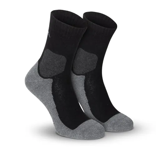 gipfelsport Wandersocken Herren & Damen, Outdoor Trekkingsocken | Hiking Socks, Wanderstrümpfe aus Merinowolle | Trekking Socken für Wandern mit extra Polster | Größe 45-47 I Schwarz, Dick I 1x Paar