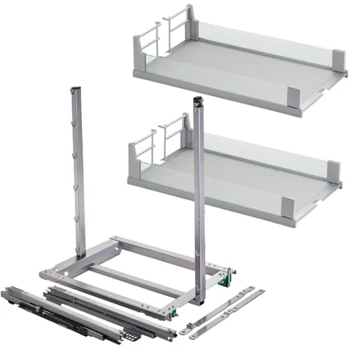 SOTECH DISPENSA junior III Apothekerauszug Silbergrau für Korpusbreite 300 mm mit Arena Glasrahmen Tablaren