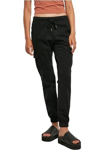 Urban Classics Damen High Waist Cargo Jogging Pants in Schwarz XS - Damen-Hosen mit lässigem Cargo-Stil und hohem Bund, perfekt für einen modischen Look und hohen Tragekomfort.