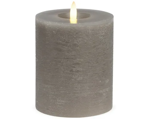 matches21 HOME & HOBBY LED-Kerze LED Stumpen-Kerzen 2er Set Echtwachs-Kerzen flackernd 10x12 cm taupe (2-tlg), Mit beweglicher Flamme, Fernbedienung & Timer für Adventskranz