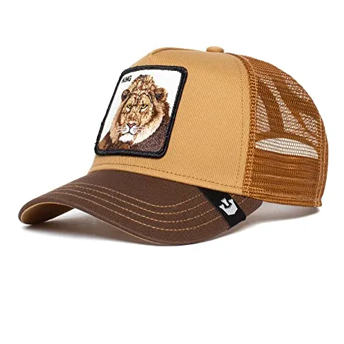 Goorin Bros. The Farm Whiskey King Lion Snapback Trucker Hat - Stylische 5-Panel Baseballkappe mit originellem Tiermotiv, verstellbarem Snapback und atmungsaktiven Netzstoffeinsätzen – ideal für einen lässigen Look.