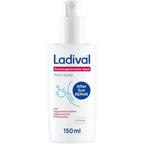 Ladival Sonnengestresste Haut Akut Spray, After Sun Repair für den Körper, regeneriert mit Photolyase, feuchtigkeitsspendend und kühlend, mit Panthenol und Vitamin E, 150ml
