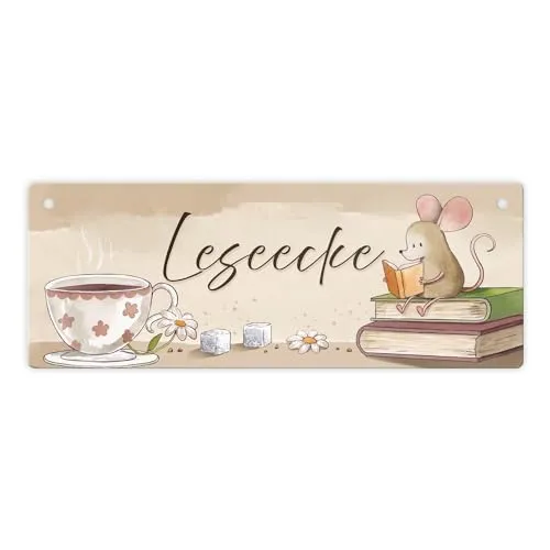 Leseecke Metallschild XL Mach dir eine entspannte Zeit in deiner Leseecke mit diesem süßen Schild. Ideal zum Relaxen Lesen und für Pausen. Ein Muss für Bücherfreunde die es