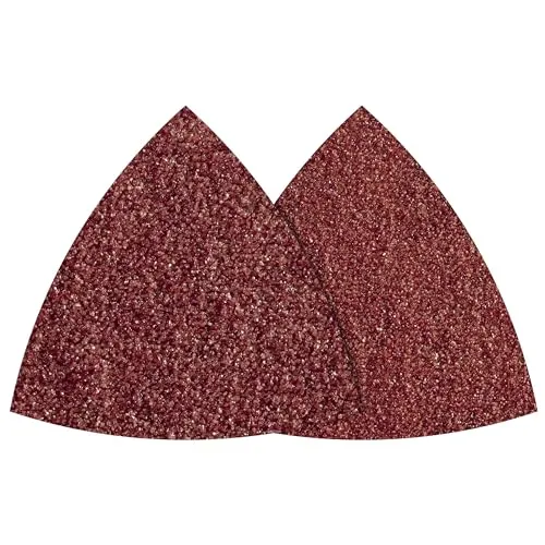 wolfcraft Haft-Schleifblätter-Set für Holz und Metall 5tlg. I 5886000 I Korn 80 & 120, Korund, 95mm - dreieckig mit Klett-Haftsystem - hohe Standzeit