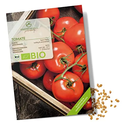 BIO Tomatensamen (Saint Pierre, 10 Korn) - Tomaten Saatgut aus biologischem Anbau ideal für die Anzucht im Garten, Balkon oder Terrasse