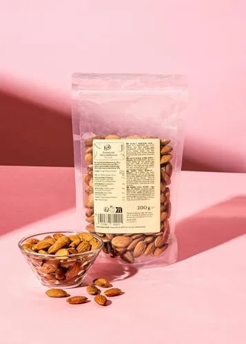 KoRo - Premium Mandelkerne 200 g - Mandeln mit Schale - Naturbelassen und ungeschwefelt - Sorte Nonpareil - Ideal zum Backen oder als Snack