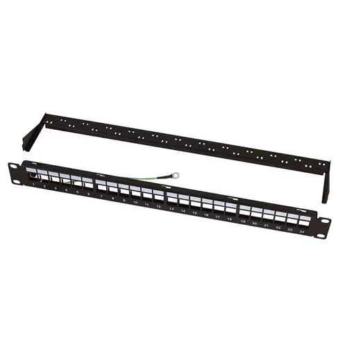 Keystone Panel 1HE  24-Port, geschirmt schwarz incl.M6 Befestigungssatz