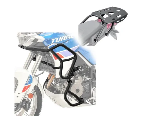 Motoguard Motor-Schutzhülle Sturzbügel Set SG1 für Aprilia Tuareg 660 (22-25) - Robustes Sturzbügel-Set für optimalen Schutz von Motorrad und Fahrer. Hergestellt aus stabilem Stahl, sorgt es für Sicherheit bei Umfällen und schützt auch empfindliche Teile. Inklusive Gepäckträger für vielseitige Nutzung.