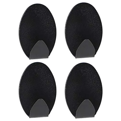 KADAX Selbstklebende Haken aus Metall, Handtuchhalter, Wandhaken, Klebehaken, Metallhaken, Handtuchhaken, Bademantelhaken (oval, Schwarz)
