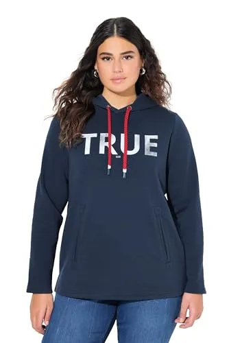 Ulla Popken Sweatshirt Hoodie True mit Kapuze - Casual Sweatshirt in Schwarz, aus 50% Baumwolle und 50% recyceltem Polyester, ideal für umweltbewusste Modefans. Mit praktischen Taschen und langem Arm für zusätzlichen Komfort.