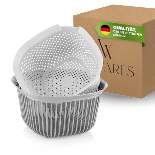 Viwares Eckige Schüssel mit Siebeinsatz, 4 L, BPA-freie Küchenschüssel, Abtropfgestell mit Schüssel, Küche Sieb, stapelbar, Siebschale für Waschen, Abtropfen, Servieren, Salate und Gemüse