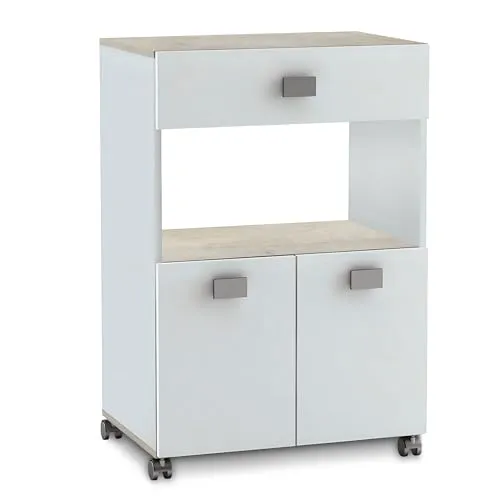 habeig Küchenwagen #145 - Mobiler Küchentrolley mit Schublade - Bewegliche Kücheninsel aus melaminharzbeschichteter Spanplatte mit 4 Rollen für einfache Mobilität, ideal für kleine Küchen und zusätzlichen Stauraum.