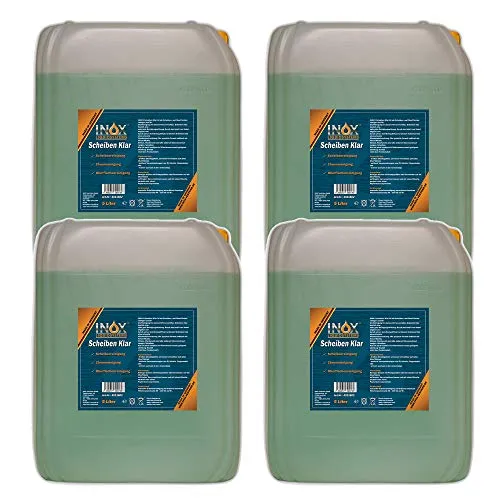 INOX® Scheibenreiniger Konzentrat 4 x 5 L – Scheibenwischwasser-Zusatz für Autoscheiben | Universeller Glasreiniger für Wischwasser | Konzentrat für Glatte Oberflächen