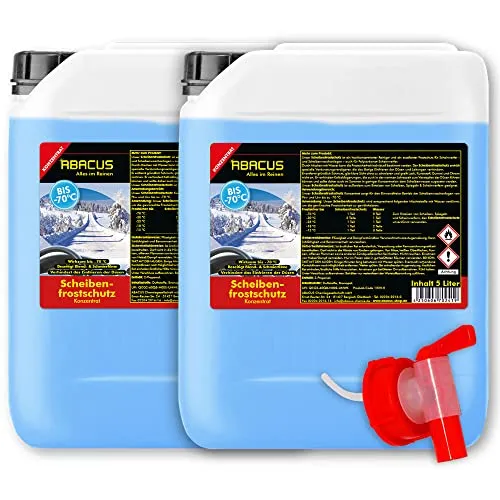 ABACUS® Scheibenfrostschutz bis -70 °C, Scheibenfrostschutz Konzentrat, Frostschutzmittel Scheibenwaschanlage – Scheibenfrostschutz Konzentrat mit Auslaufhahn 10 Liter (1225.10a)