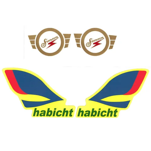Klebefolien-Set Simson Habicht SR4-4 - 2x Tankaufkleber + 2x Rahmen