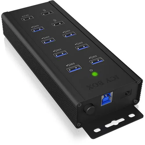 ICY BOX IB-HUB1703-QC3 - 7-Port USB 3.0 Hub mit 3 Ladeanschlüssen - USB-Hub mit 7 Ports und 3 Schnellladeanschlüssen, ideal für die gleichzeitige Verbindung und Aufladung mehrerer Geräte.