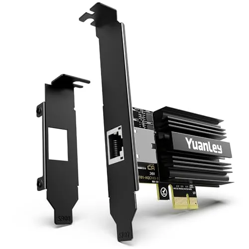 10G PCIe Netzwerkkarte, YuanLey 10G Base-T Ethernet Karte mit Marvell AQC113 Controller, PCIe zu 10Gb RJ45 Ethernet Adapter NIC, kompatibel mit PCI Express X1/X4/X8/X16, für Windows 10/11, Linux OS
