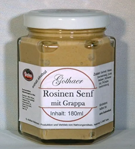 Original Gothaer Rosinen-Senf im Sechseckglas a´180ml