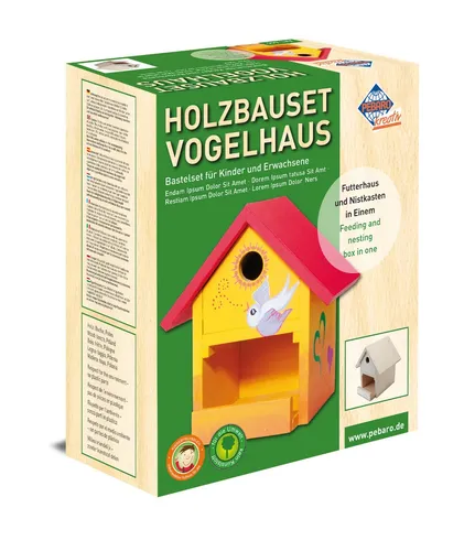 Holzbauset Vogelhaus, Kreatives Basteln für Kinder in braun von PEBARO