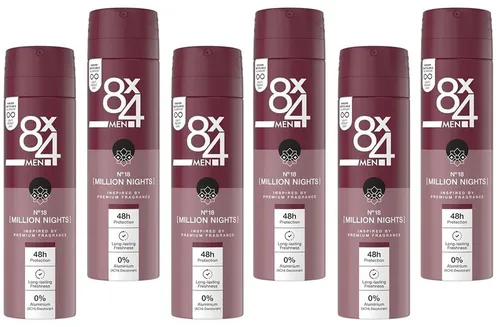 6x 8X4 Men Deo N° 18 Million Nights Deo, Orientalischen Duftnoten 0% Aluminium