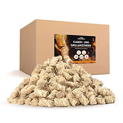 Bolson Grill- & Kaminanzünder (10 kg) aus Holzwolle & Wachs - Ökologische & FSC zertifizierte Anzündwolle - nach DIN hergestellte Holzwolle Anzünder - Grillanzünder Feueranzünder für Kamin & Ofen