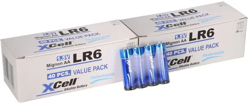 XCell AA LR6 Mignon Super Alkaline Batterie 20x 4er Folie - Hochwertige 20x 4er Folie AA LR6 Mignon Super Alkaline Batterien, ideal für langlebige Energie in Fernbedienungen, Uhren und mehr. Zuverlässige Leistung mit 1,5 Volt für den täglichen Bedarf.