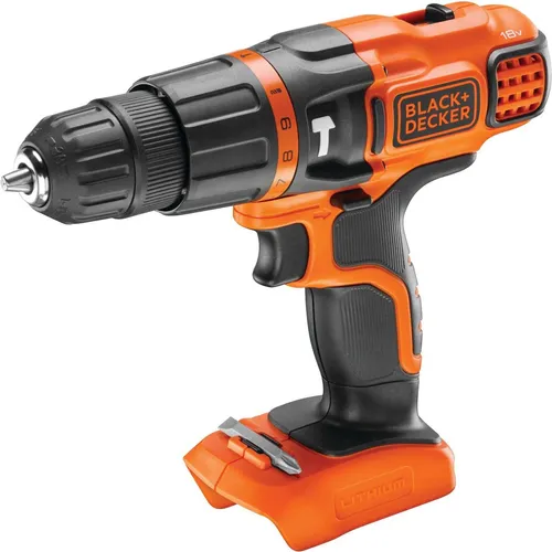 Black+Decker Akku-Schlagbohrschrauber BDCH188N - Akkuschrauber mit 18V, leistungsstarkem Motor und 2-Gang Getriebe. Ideal für Holz, Metall und Stein. Benutzerfreundlich mit 10mm Schnellspannbohrfutter und variabler Geschwindigkeit.