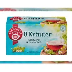 Teekanne Kräutertee 8 Kräuter - 20 Teebeutel - Kräutertee-Mischung aus Fenchel, Kamille und Pfefferminze, für einen aromatischen Genuss, der die Sinne belebt und Entspannung bietet.