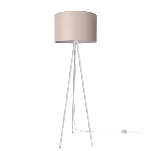 Paco Home Stehleuchte Beige - Modern & Vielseitig - Standleuchte für Wohnzimmer und Schlafzimmer mit einem eleganten Stoffschirm. Ideal für jeden Einrichtungsstil und aus hochwertigem Stahl gefertigt.