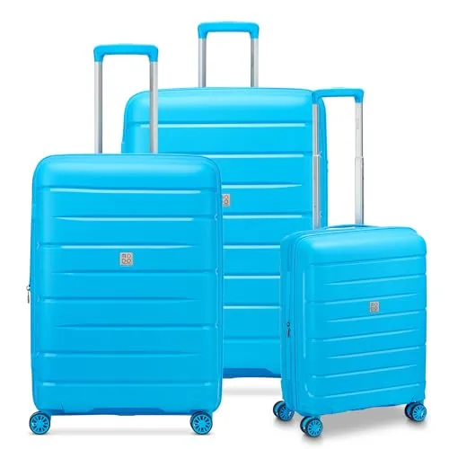 MODO by Roncato Starlight 3.0 Kofferset - Set aus 3 Trolleys in Hellblau - Koffer Set aus groß, mittel und Kabine mit TSA-Schloss, 4 doppelten Drehrollen für optimale Manövrierfähigkeit und praktischem Innenfach - ideal für junge Abenteurer.
