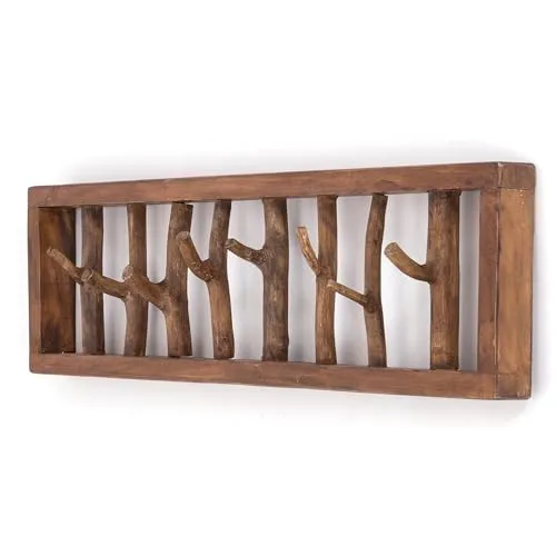 DESIGN DELIGHTS Wandgarderobe Treibholz Unikat - Wandgarderobe aus Recyclingholz (82x22x12 cm) mit 8 Kleiderhaken und einzigartigem Shabby Chic. Handgefertigt für einen besonderen Vintage Charme und Unterstützung traditioneller Manufakturen.