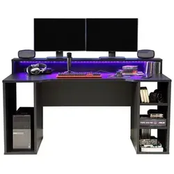 FORTE TEZAUR Gaming Schreibtisch in schwarz von Forte