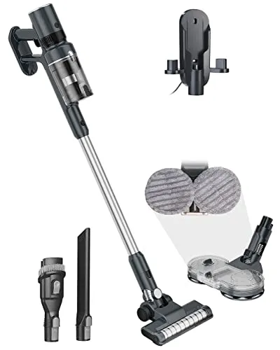 Sichler Haushaltsgeräte Accu Staubsauger: 2in1-Akku-Zyklon-Hand- und Boden-Staubsauger mit Wischaufsatz, 27 kPa (Bodenstaubsauger, Stabsauger, Senioren)