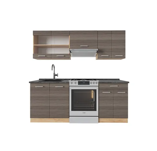 Produktbild Vicco Küchenzeile R-Line, Edelgrau/Goldkraft Eiche, 200 cm