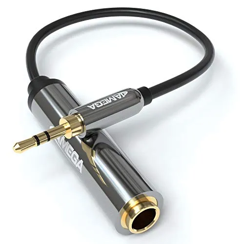 JAMEGA - 0,1m Stereo Klinken Adapter | 3,5mm Stecker Auf 6,3mm Buchse TRS 1/4 Zu 1/8 Audio Aux Kabel Mit 24K Vergoldete Kontakte Für Kopfhörer, Lautsprecher Uvm