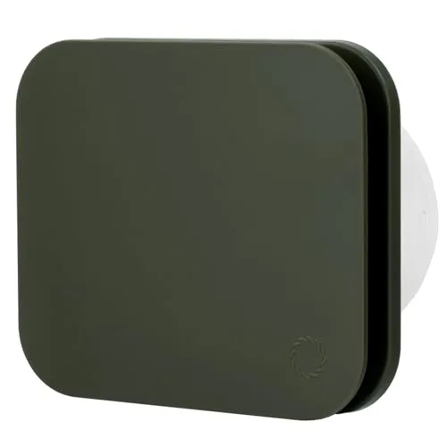 Turbionaire TREND 100 SDSG Abluftventilator, für Badezimmer, Küche, Wand/Decke, Frontplatte dunkles Dark Sage Gray Matt, Durchmesser 100 mm, 85 m3/h, 35 Pa, Rückschlagventil, geräuschlos 33 dB, IPX4