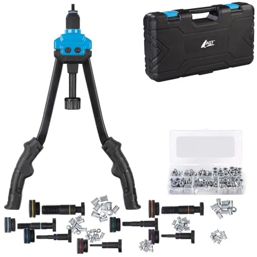 AGT Nietkraft Werkzeug: Nietmutternzange mit 330 Nietmuttern, Dornen M3