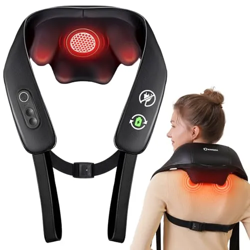 KNQZE® Shiatsu Massagegerät 4D, 2025 Kabellos Nackenmassagegerät mit Wärme, Verbesserte Graphenheizung, 4D Shiatsu Tief knetende Nackenmassage für Nacken, Schulter, Rücken, Geschenke