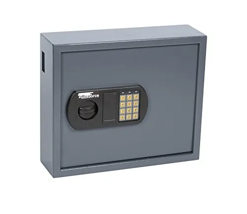 ProfiOffice Schlüsseltresor mit Zahlenschloss Code und Notschlüssel, stabiler Tresor Schlüsselschrank für 50 Schlüssel mit Einwurf Öffnung, höhenverstellbare Hakenleiste, Wandmontage (20101)