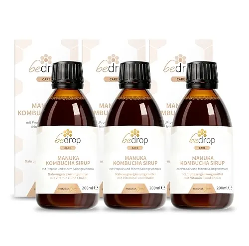 Manuka Kombucha Sirup mit Cholin und Vitamin C - Erlebe die Kraft des Manuka Kombucha Sirups – ideal für deine täglichen Momente. Mit hochwertigem Manuka Honig und einer besonderen Formel zur Unterstützung deines Wohlbefindens.