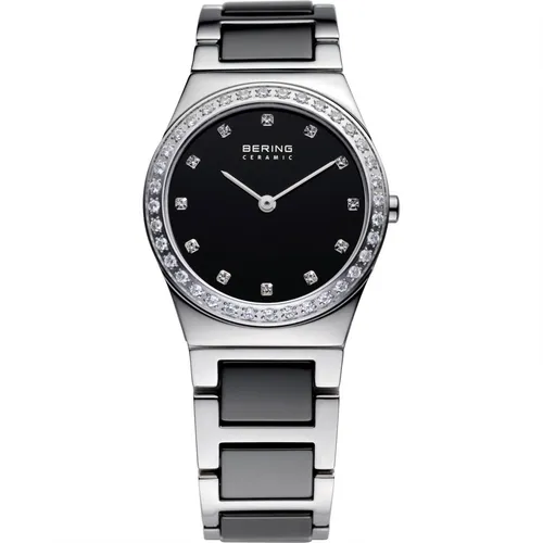 Bering Damen Uhr Slim Ceramic - 32430-742 Edelstahl - Elegante Armbanduhr aus Edelstahl und Keramik mit 50 m Wasserbeständigkeit, perfekt für modebewusste Damen.