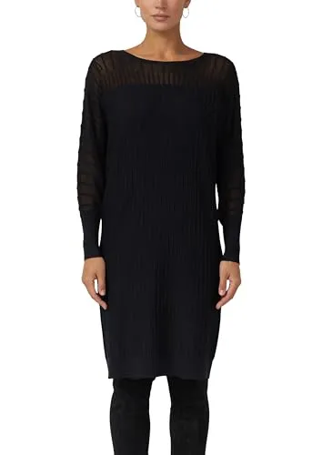 s.Oliver Feinstrick-Kleid mit Fledermausärmeln - Stylisches Feinstrick-Kleid mit U-Boot-Ausschnitt und langen Fledermausärmeln. Ideal für entspannte Anlässe, bietet es eine bequeme Passform und eine elegante, durchscheinende Optik.