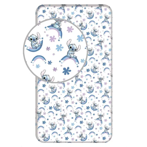 Lilo & Stitch Spannbettlaken 90x200 cm aus 100 % Baumwolle mit 25 cm Steghöhe