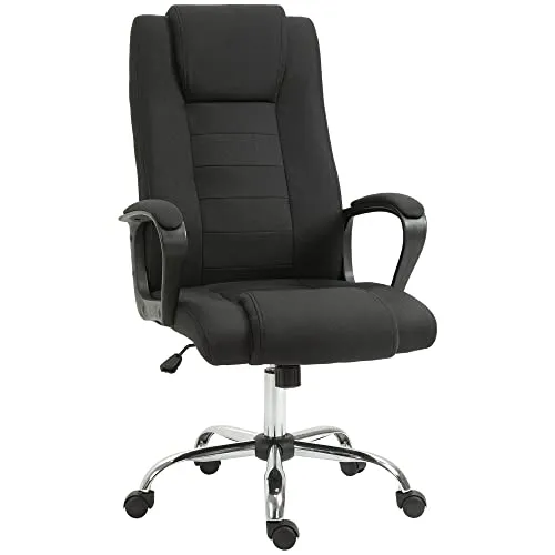 Vinsetto Ergonomischer Bürostuhl mit Wippenfunktion - Bürostuhl mit höhenverstellbarem Design und atmungsaktivem Leinen-Touch für optimalen Komfort, ideal für Home Office und Arbeitszimmer.