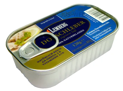 Dorsch Leber in eigenem Saft 120g - Fisch- & Meeresfrüchtekonserve aus 100% naturbelassenem Dorsch, wildgefangen in Island, ideal für gesunde Ernährung und reich an Omega-3-Fettsäuren.
